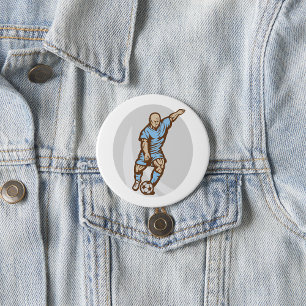 Vintage-Fußballspieler-Illustration Retro-Fußball  Button