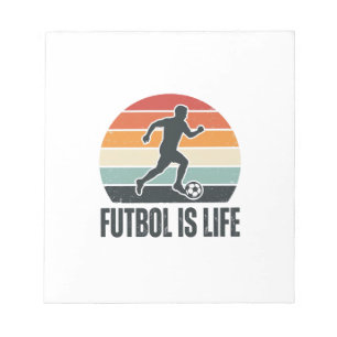 Vintage Futbol Ist Leben Fußballspieler-Shirt-Desi Notizblock