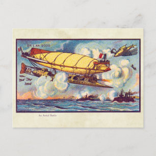 Vintage futuristische Flugmaschinen Farb-Kunst Postkarte