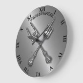 Vintage Gabel Hard Rock Heavy Metal Middle Finger Große Wanduhr (Winkel)