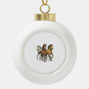 Vintage Galoppierende Pferde Vektor Kunst Design_1 Keramik Kugel-Ornament