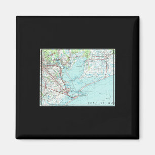 Vintage Galveston Bay Tx Nautical Map (1975) Magnet