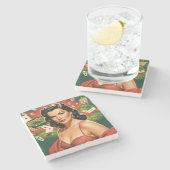 Vintage Gambling Pin-up Steinuntersetzer (Seitenansicht)