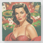 Vintage Gambling Pin-up Steinuntersetzer (Vorderseite)