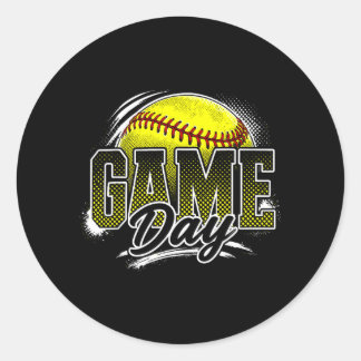 Vintage Game Day Softball Saison Tarnmuster Team Runder Aufkleber