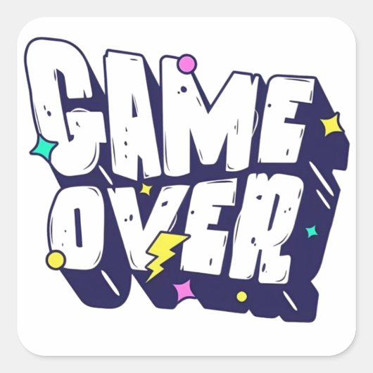Vintage Gamer Aufkleber – Game Over (Vorderseite)