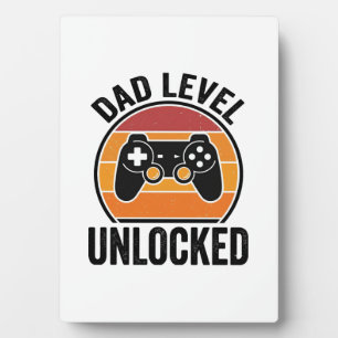 Vintage-Gamer-Shirt-Design 'Dad Level freigeschalt Fotoplatte
