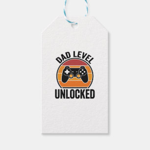 Vintage-Gamer-Shirt-Design 'Dad Level freigeschalt Geschenkanhänger