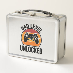 Vintage-Gamer-Shirt-Design 'Dad Level freigeschalt Metall Brotdose
