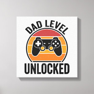 Vintage-Gamer-Shirt-Design Papa-Level freigeschalt Leinwanddruck