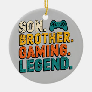 Vintage-Gamer-Sohn-Bruder-Gaming-Legende-Jungen-Te Keramik Ornament