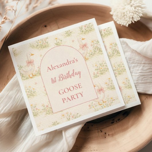 Vintage-Gans 1. Geburtstag Serviette