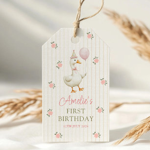 Vintage-Gans Erster Geburtstag Geschenkanhänger