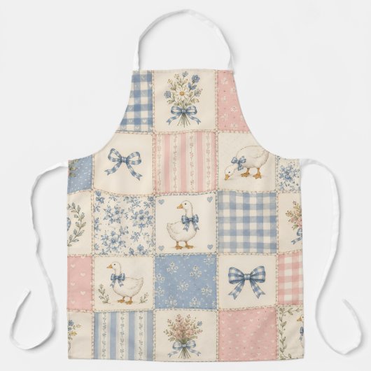Vintage-Gans-Landhaus-Patchwork-Quilt Schürze (Vorderseite)