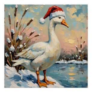 Vintage Gans mit Weihnachtsmannmütze von Frozen Ch Poster