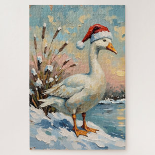 Vintage Gans mit Weihnachtsmannmütze von Frozen Ch Puzzle