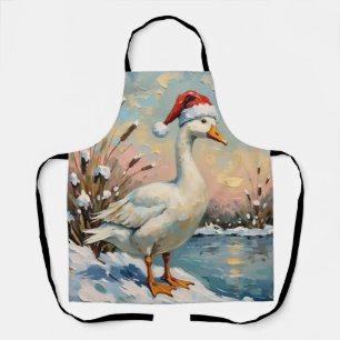 Vintage-Gans mit Weihnachtsmannmütze von Frozen Ch Schürze