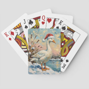 Vintage Gans mit Weihnachtsmannmütze von Frozen Ch Spielkarten
