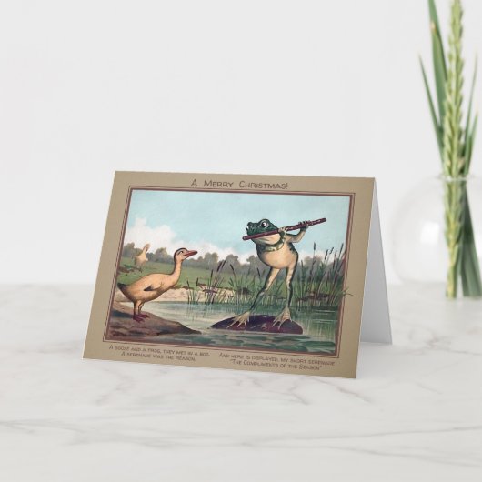 Vintage Gänse und Froschschenkel Feiertagskarte (Vorderseite)