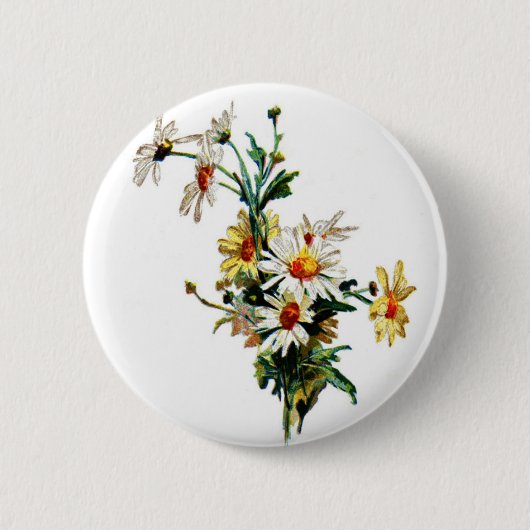*Vintage-Gänseblümchen*-Blumenkunst Button (Vorderseite)
