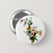 *Vintage-Gänseblümchen*-Blumenkunst Button (Vorne & Hinten)