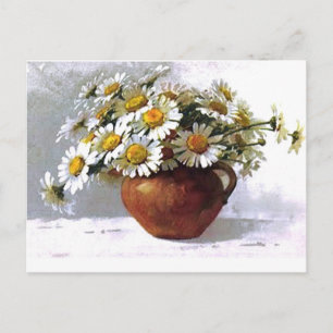 Vintage-Gänseblümchen-Vase Postkarte