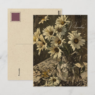 Vintage-Gänseblümchen-Wildblumen-Muster altes Sepi Postkarte
