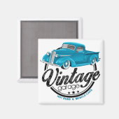 Vintage Garage Blau Magnet (Vorderseite/Rückseite)