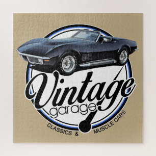 Vintage Garage schwarzer Corvette Puzzle