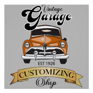 Vintage Garage- und Ladensignatur Poster