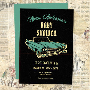 Vintage-Garagen-Auto-Baby-Shower-Einladung Einladung