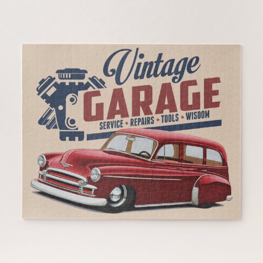 Vintage-Garagenwagen-Puzzle Puzzle (Horizontal)