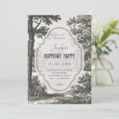 Vintage garden birthday einladung (Stehend Vorderseite)