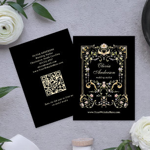 Vintage Garden Black Farbige und Luxus-QR-Code Visitenkarte