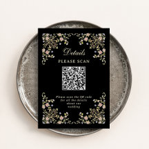 Vintage Garden Black | Hochzeitsdetails und QR-Cod