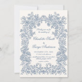 Vintage Garden bleu Floral  Wedding Einladung (Vorderseite)