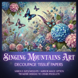Vintage Garden Blooms & Butterflies Decoupage  Seidenpapier