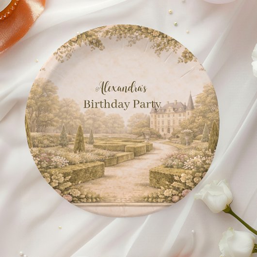 Vintage Garden Countryside Birthday Pappteller