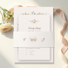 Vintage Garden Ethereal Blush Floral Wedding Einladungsbanderole