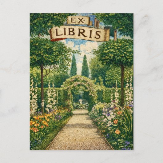 Vintage Garden Ex Libris Bookplate  Postkarte (Vorderseite)
