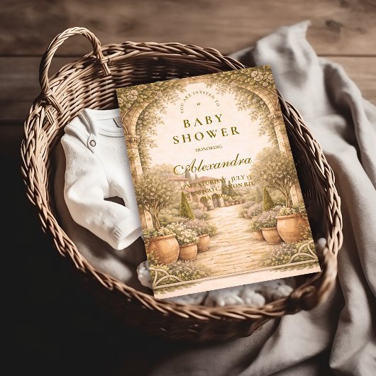 Vintage Garden Florals Baby Shower Einladung