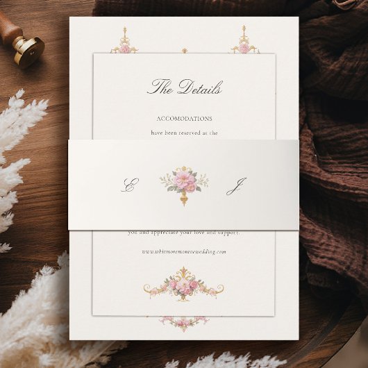 Vintage Garden French Chateau Romantic Wedding Einladungsbanderole