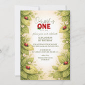 Vintage Garden Lady Bug 1st Birthday Einladung (Vorderseite)