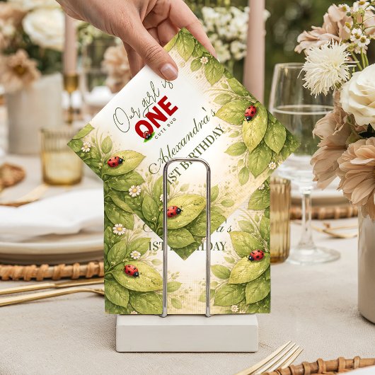 Vintage Garden Lady Bug 1st Birthday Serviette