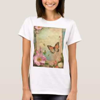 "Vintage Garden Party T-Shirt – Pastell-Schmetterl