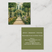 Vintage Garden Pathway  Quadratische Visitenkarte (Vorne/Hinten)