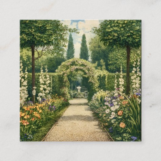 Vintage Garden Pathway  Quadratische Visitenkarte (Vorderseite)
