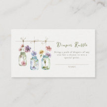 Vintage Garden Wildflower Glass Jar Diaper Raffle 