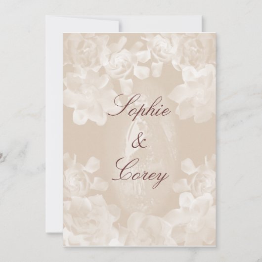 Vintage Gardenia-Hochzeits-Einladung Einladung (Vorderseite)