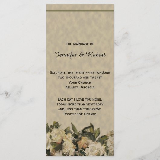 Vintage-Gardinen-Hochzeitsprogramm Programm (Vorderseite)